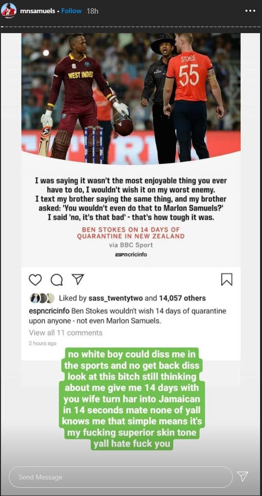 Reactions to Marlon Samuels' awful sledge at Ben Stokes | Marlon Samuels responds to Ben Stokes in terrible fashion: the reactions