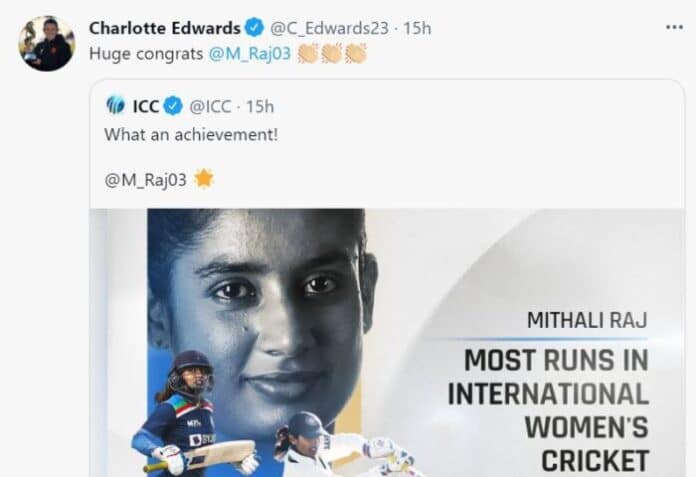 Twitter reactions: Mithali Raj becomes highest-ever women's run-scorer | Twitter reactions as Mithali Raj becomes the highest-ever run-scorer in women's cricket