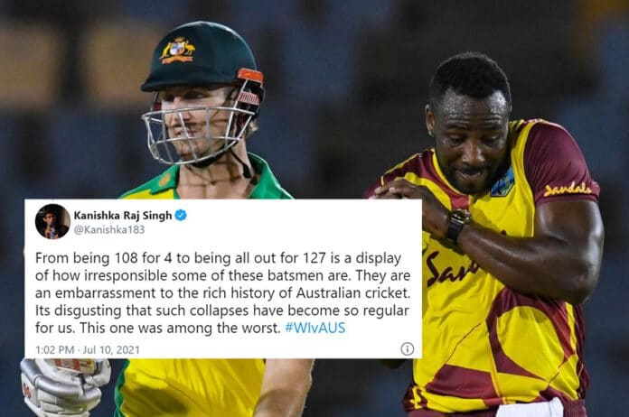 Twitter reactions to Australia collapse in T20I vs WI | Australia collapse vs WI: Australia lose 6/19 to concede first T20I in St. Lucia