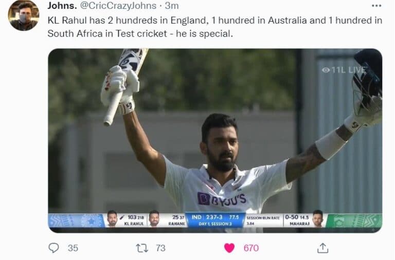 Twitter reactions to masterful KL Rahul century vs SA