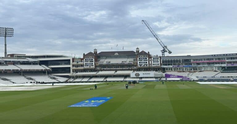 What is the weather forecast at The Oval for Day 5 of the fifth Ashes Test match?