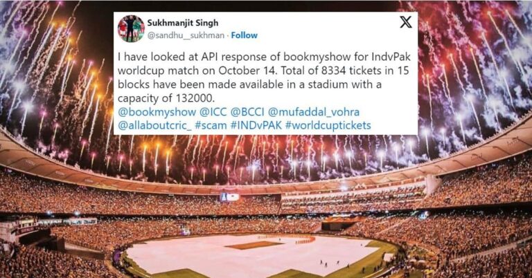 “Book My Show is a complete scam” – India fans slam ticketing process for 2023 World Cup