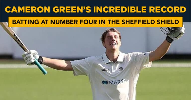 What is Cameron Green’s record when batting at number 4 in the Sheffield Shield?
