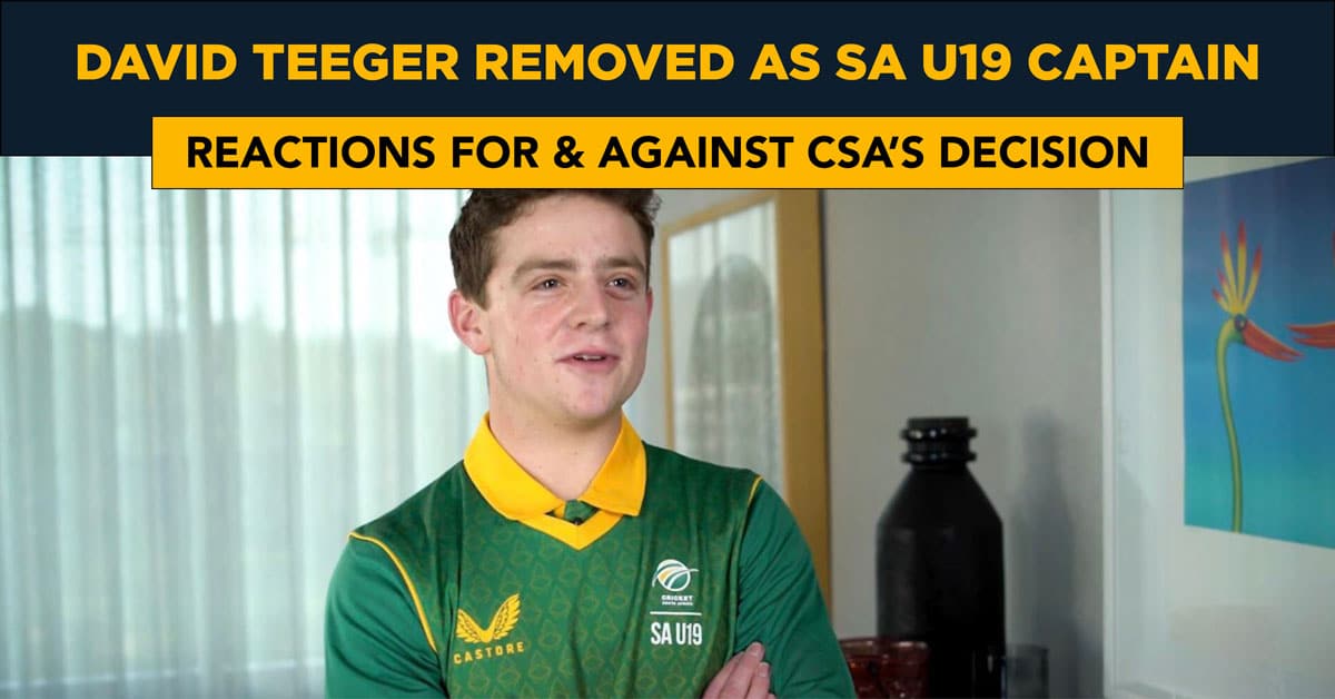 Cricket News: Reactions to David Teeger getting sacked as U19 South Africa captain after pro-Israeli comments | David Teeger removed as captain