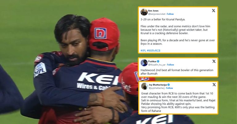 KKR vs RCB Twitter reactions 2025 – Krunal, Hazlewood, Salt, Kohli destroy hosts