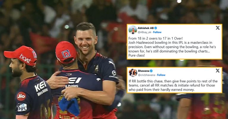 Twitter Reactions to Josh Hazlewood spell of 4/33 to lead RCB to win