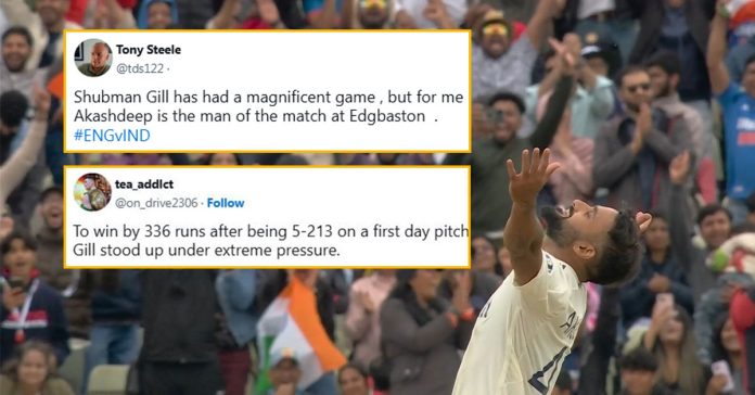 Twitter reactions to a wonderful victory by India at Edgbaston, where they smashed England by 336 runs to level the series at 1-1.