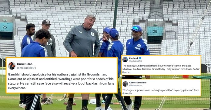 India coach Gautam Gambhir involved in a heated exchange with Surrey groundsman Lee Fortis at The Oval ahead of the 5th Test.