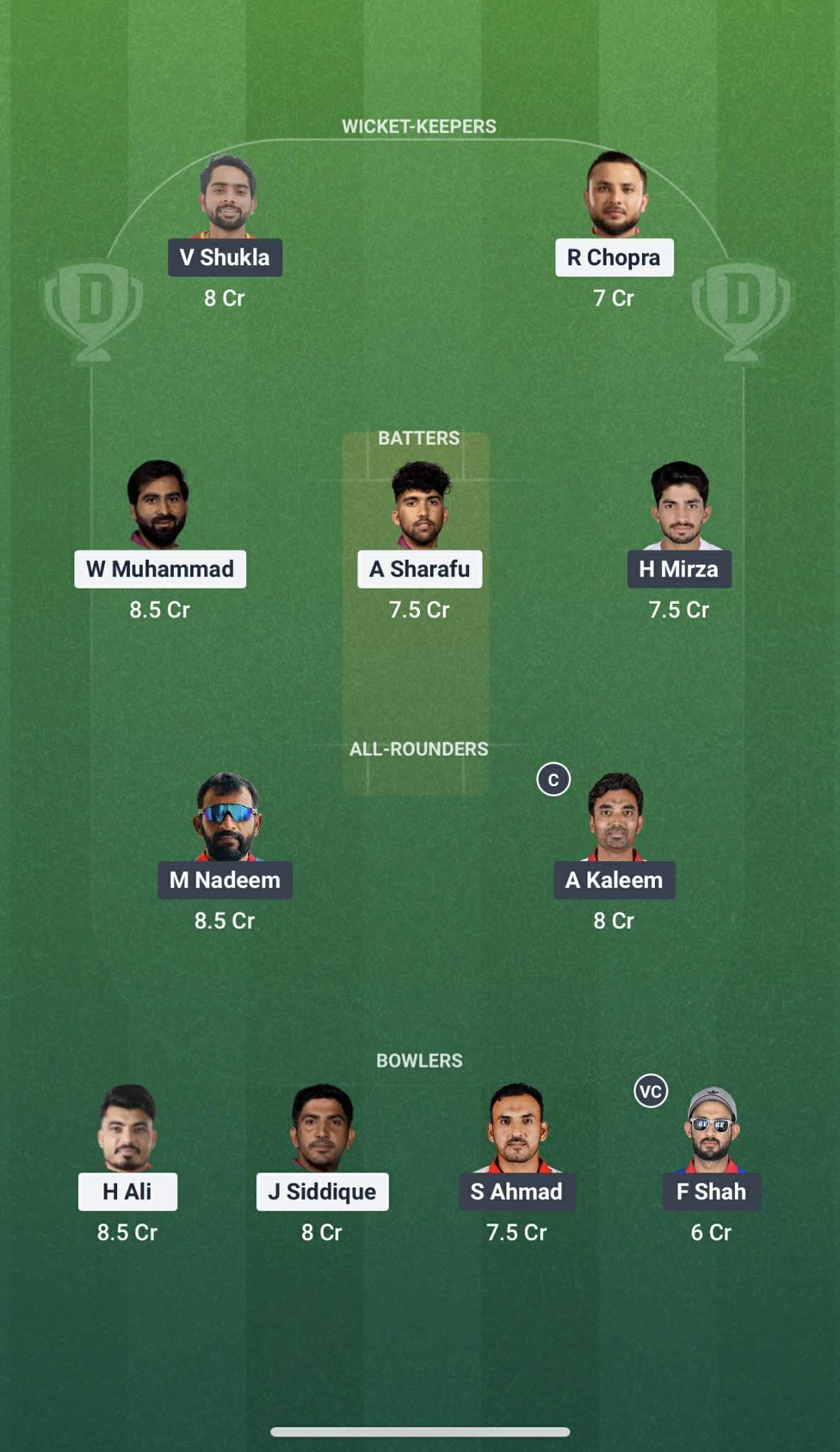 Screenshot from Dream11 app. Possible XIs, Fantasy Cricket Tips, Abu Dhabi Pitch Report and Dream11 Prediction for the 7th match of Asia Cup 2025 between UAE and OMA.
