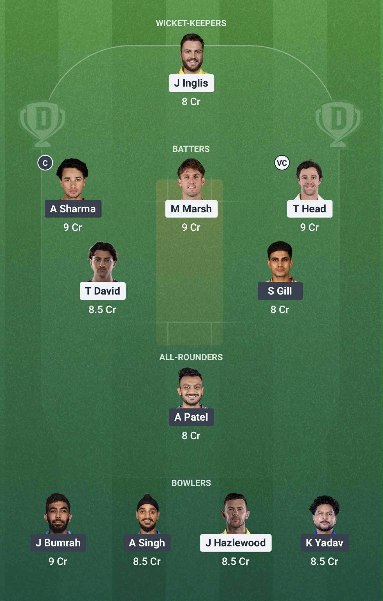 Screenshot from Dream11 app. Possible XIs, Fantasy Cricket Tips, Canberra Pitch Report and Dream11 Prediction for the 1st AUS vs IND T20 in October 2025