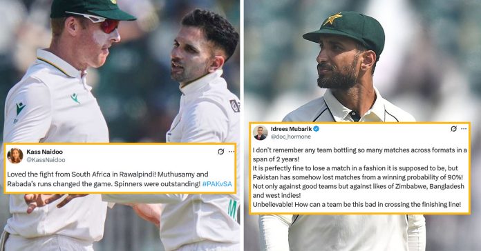 Twitter Reactions to the 2nd PAK vs SA Test, where South Africa won by eight wickets after a stirring fightback in Rawalpindi.