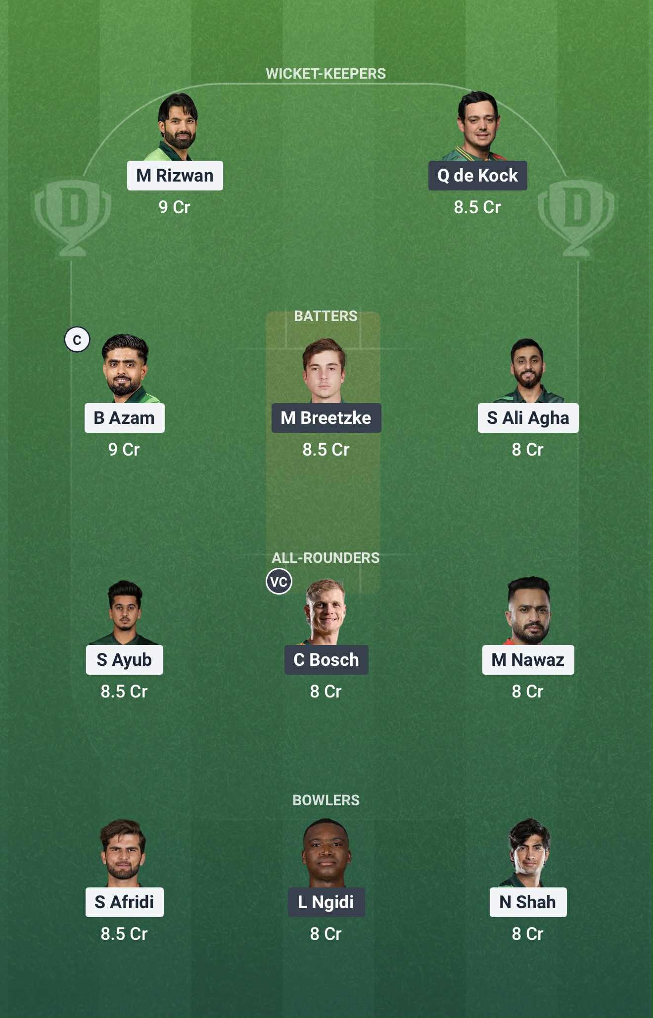 Screenshot from Dream11 app. Possible XIs, Fantasy Cricket Tips, Faisalabad Pitch Report and Dream11 Prediction for the 2nd PAK vs SA ODI on November 6 2025
