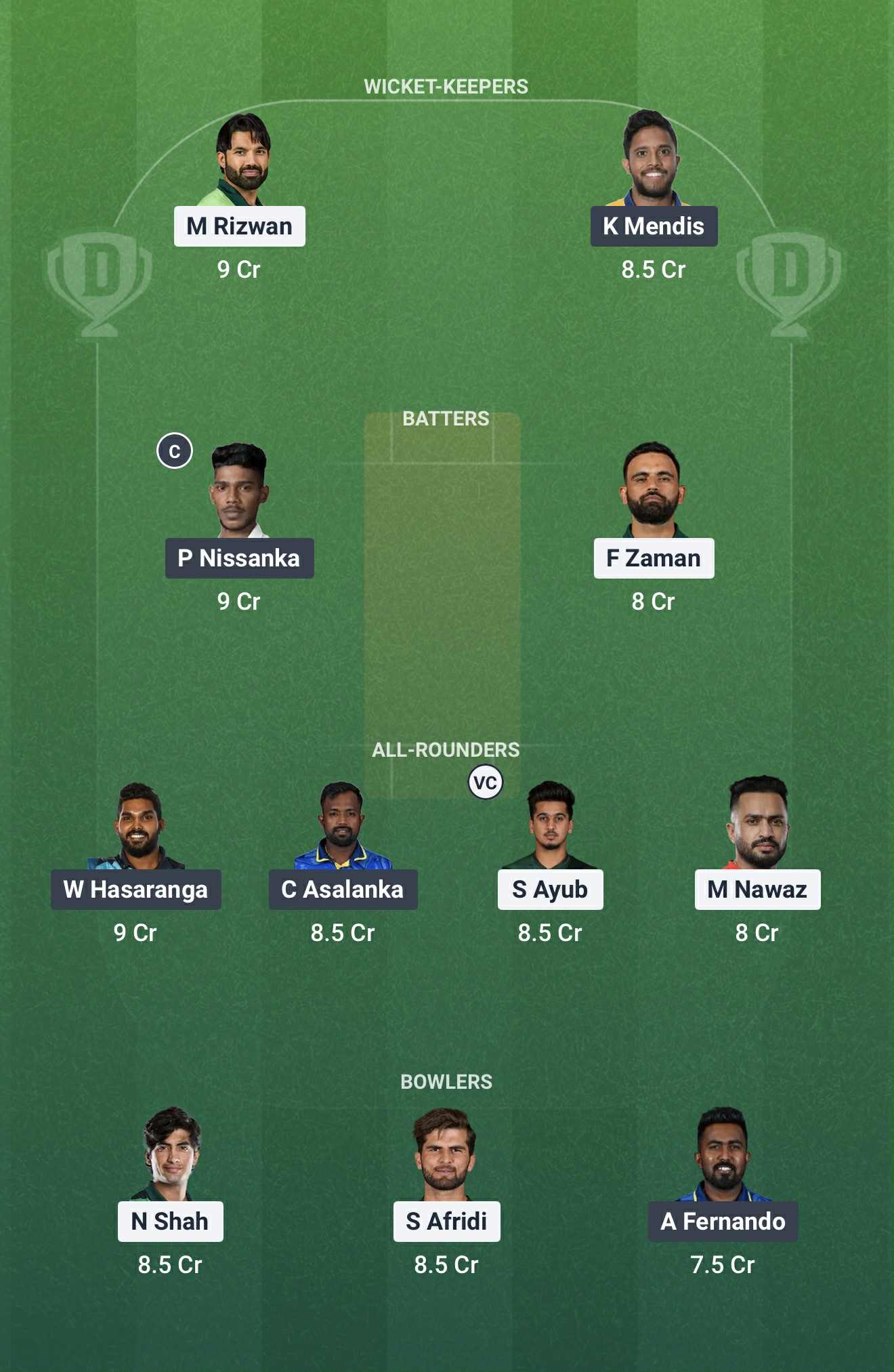 Screenshot from Dream11 app. Possible XIs, Fantasy Cricket Tips, Rawalpindi Pitch Report and Dream11 Prediction for the 1st PAK vs SL ODI on November 11th 2025.