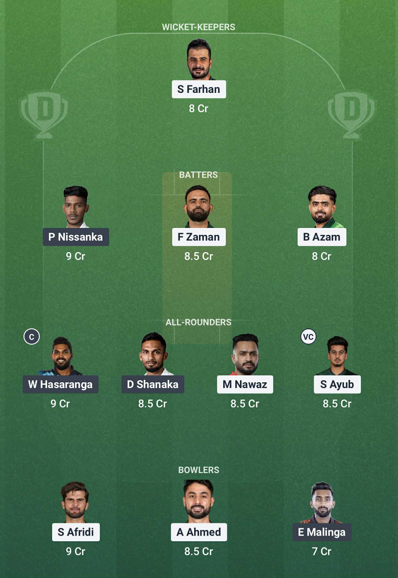 Screenshot from Dream11 app. Possible XIs, Fantasy Cricket Tips, Rawalpindi Pitch Report & Dream11 Prediction for SL vs PAK today - 3rd Match of Pakistan T20 Tri-Series