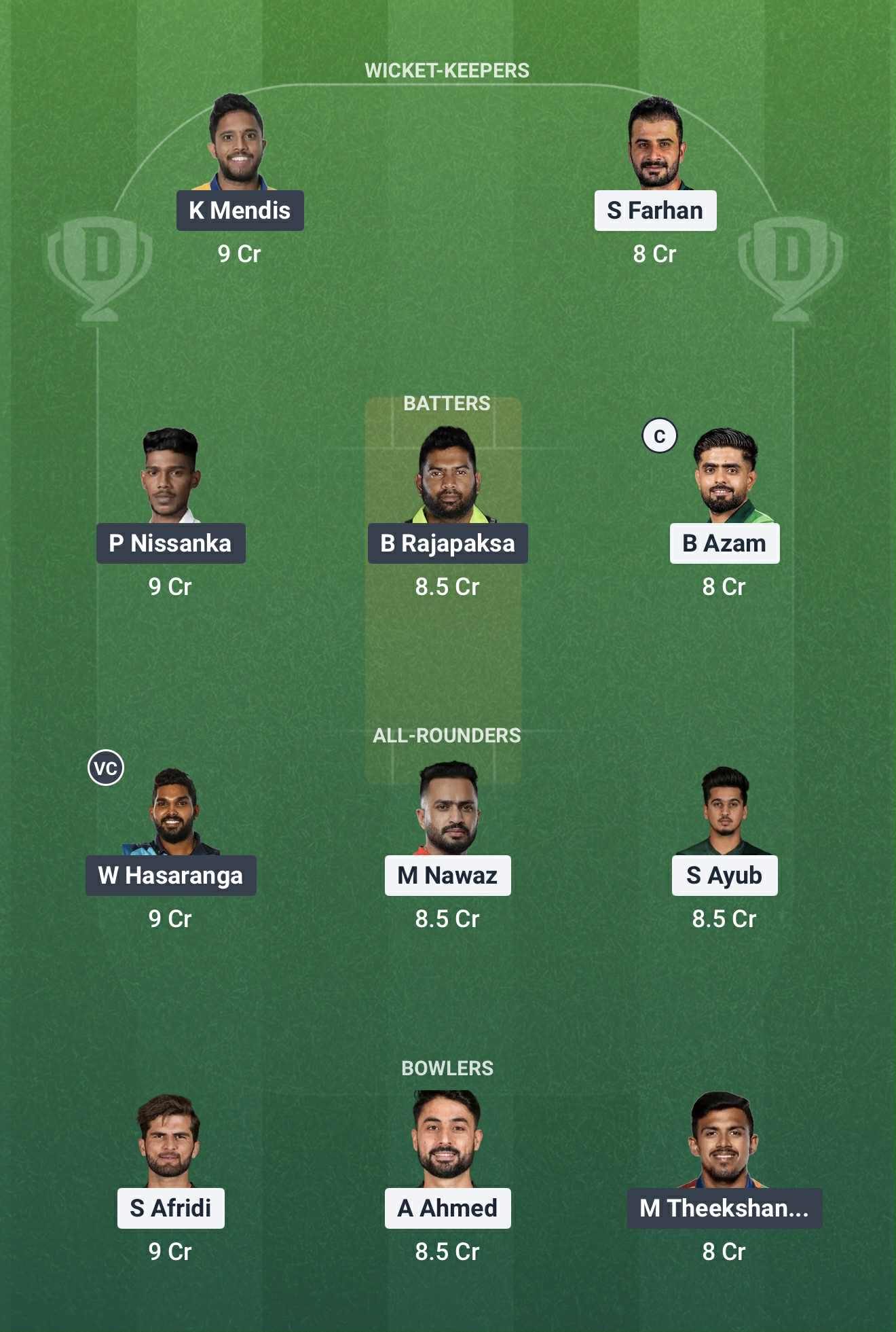 Screenshot from Dream11 app. Possible XIs, Fantasy Cricket Tips, Rawalpindi Pitch Report & Dream11 Prediction for SL vs PAK today - 3rd Match of Pakistan T20 Tri-Series