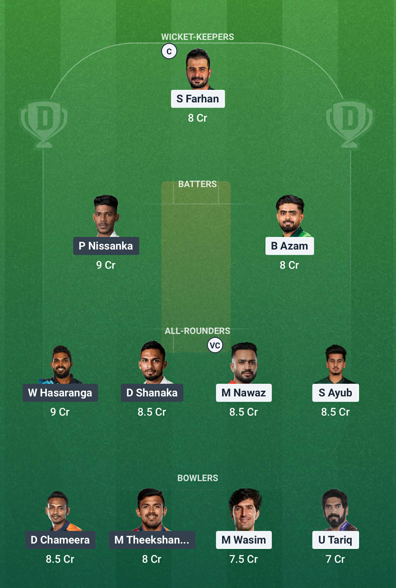 Screenshot from Dream11 app. Possible XIs, Fantasy Cricket Tips, Rawalpindi Pitch Report & Dream11 Prediction for PAK vs SL today - 6th Match of Pakistan T20 Tri-Series