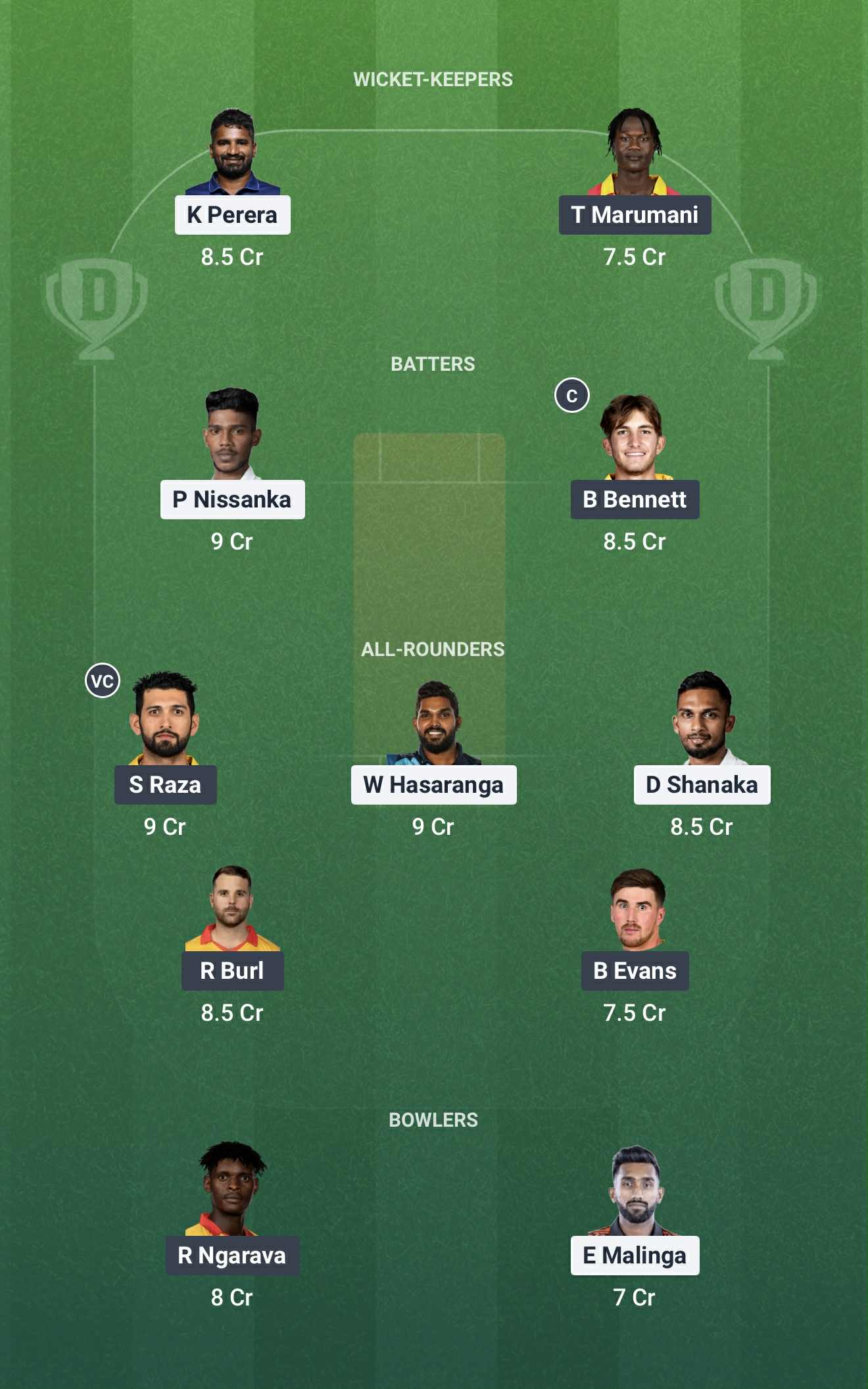Screenshot from Dream11 app. Possible XIs, Fantasy Cricket Tips, Rawalpindi Pitch Report & Dream11 Prediction for SL vs PAK today - 5th Match of Pakistan T20 Tri-Series