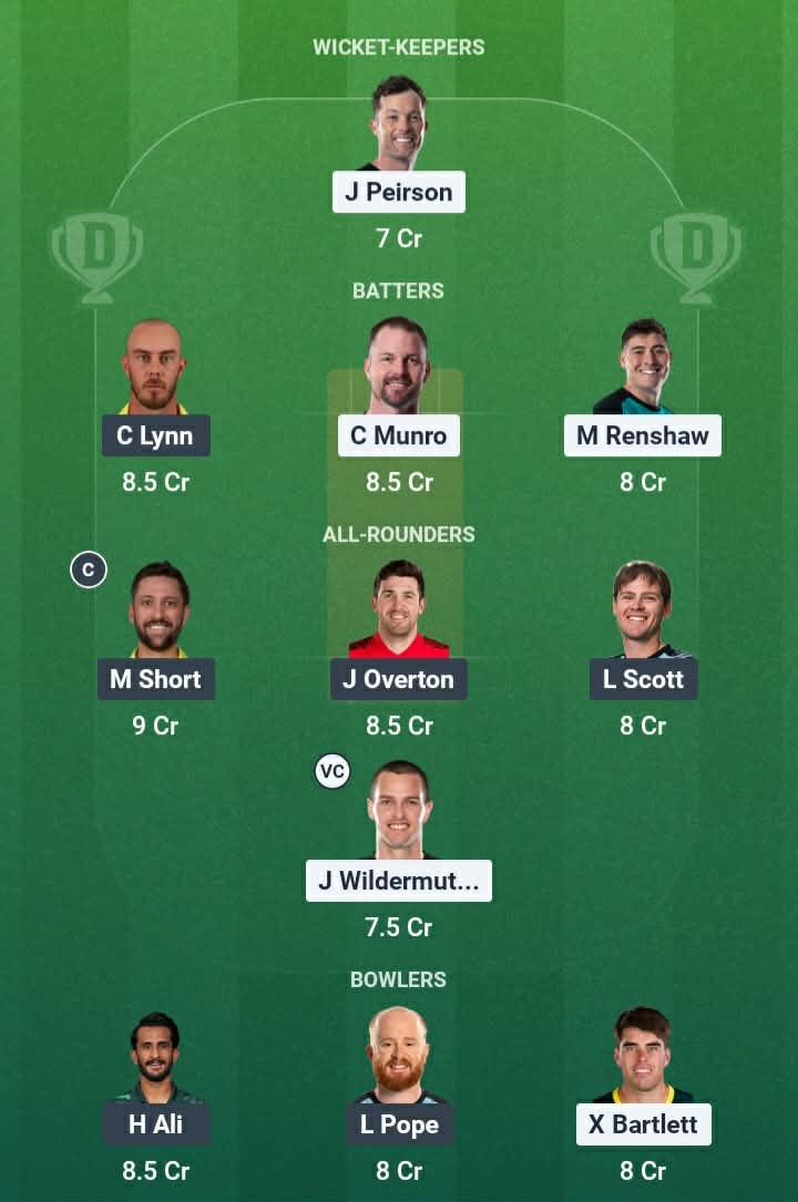 Screenshot from Dream11 app. Possible XIs, Fantasy Cricket Tips, Gabba Pitch Report & Dream11 Prediction for the 13th Match of BBL 2025/26: HEA vs STR Today.
