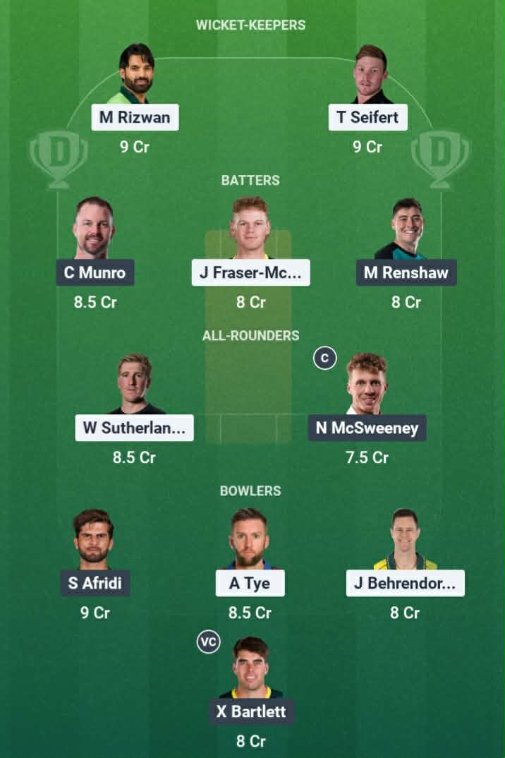 Screenshot from Dream11 app. Possible XIs, Fantasy Cricket Tips, Geelong Pitch Report & Dream11 Prediction for the 2nd Match of BBL 2025/26: REN vs HEA Today