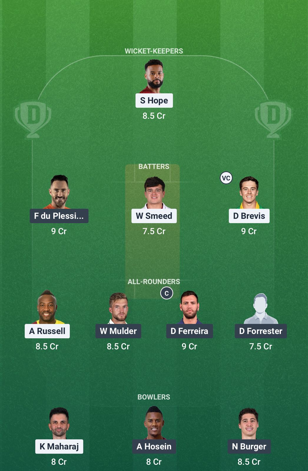 Screenshot from Dream11 app. Possible XIs, Fantasy Cricket Tips, Centurion Pitch Report & Dream11 Prediction for the 2nd Match of SA20 2025/26: PC vs JSK Today.