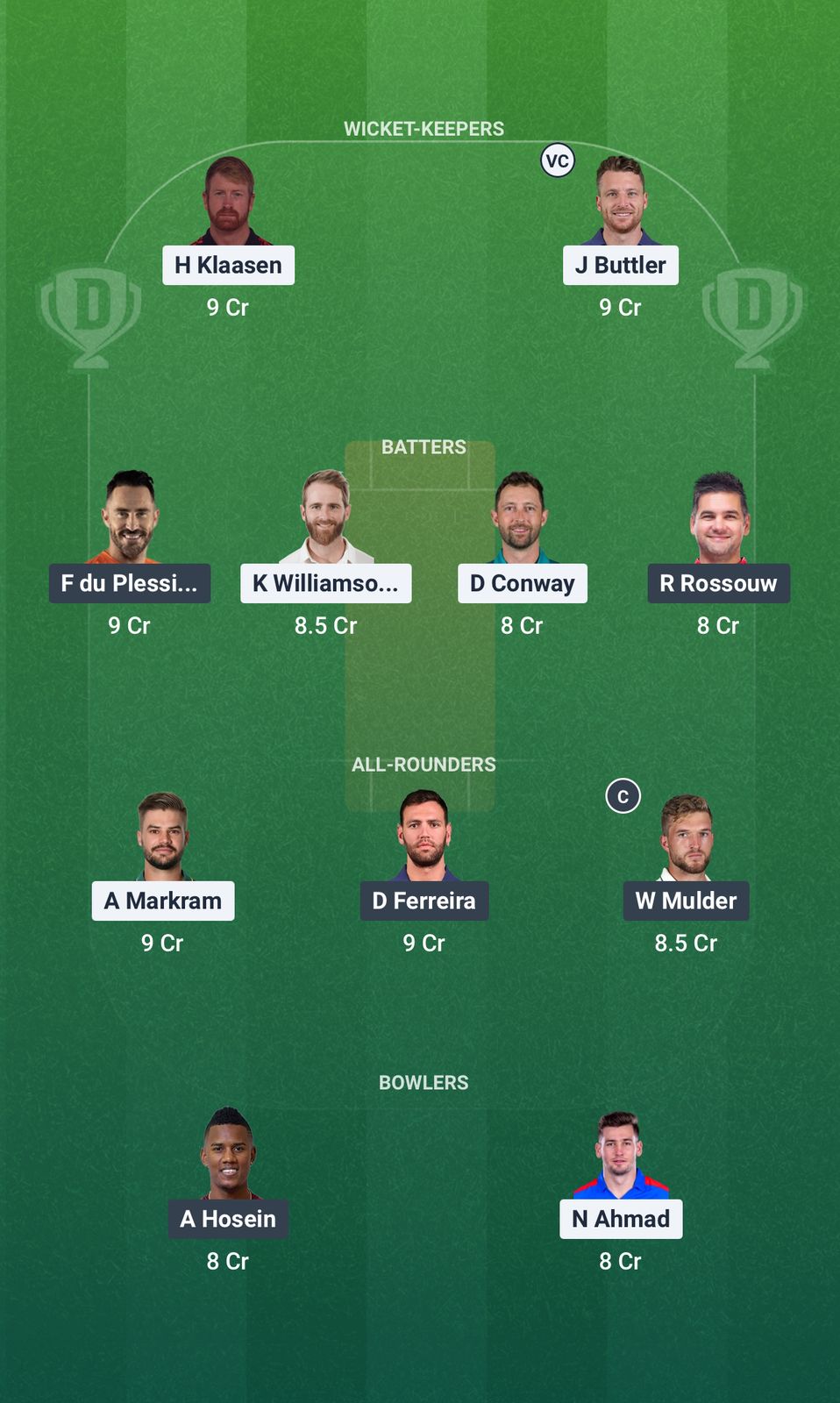 Screenshot from Dream11 app. Possible XIs, Fantasy Cricket Tips, Durban Pitch Report & Dream11 Prediction for the 6th Match of SA20 2025/26: DSG vs JSK Today.
