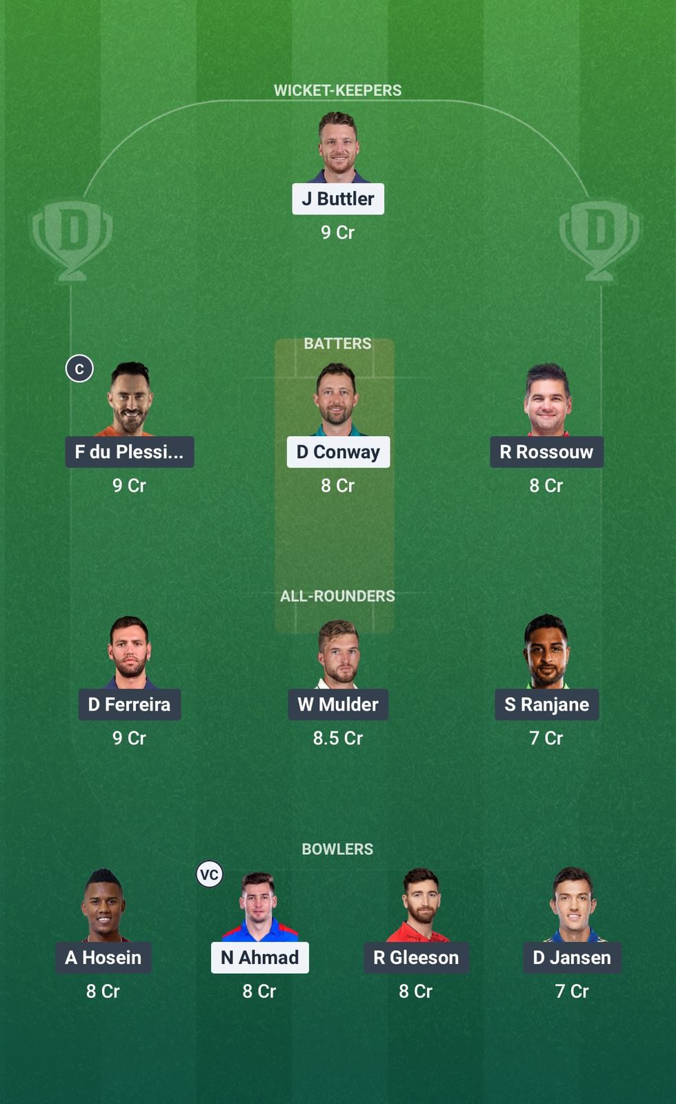 Screenshot from Dream11 app. Possible XIs, Fantasy Cricket Tips, Durban Pitch Report & Dream11 Prediction for the 6th Match of SA20 2025/26: DSG vs JSK Today.