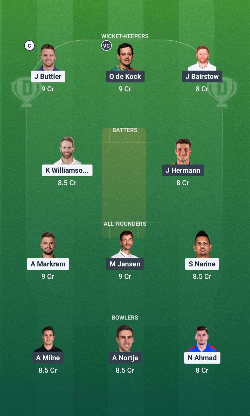 Screenshot from Dream11 app. Possible XIs, Fantasy Cricket Tips, Durban Pitch Report & Dream11 Prediction for the 18th Match of SA20 2025/26: DSG vs SEC Today.