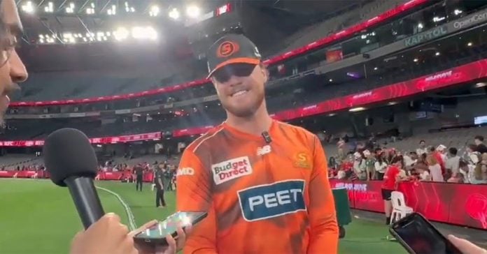 Arvind Kalyana Krishnan interviews Finn Allen at Marvel Stadium following the Perth Scorchers' win over Melbourne Renegades.