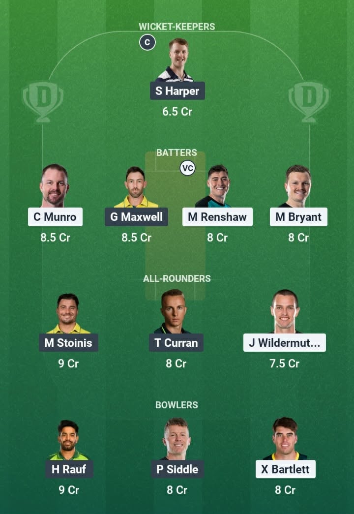 Screenshot from Dream11 app. Possible XIs, Fantasy Cricket Tips, Gabba Pitch Report & Dream11 Prediction for the 20th Match of BBL 2025/26: HEA vs STA Today.