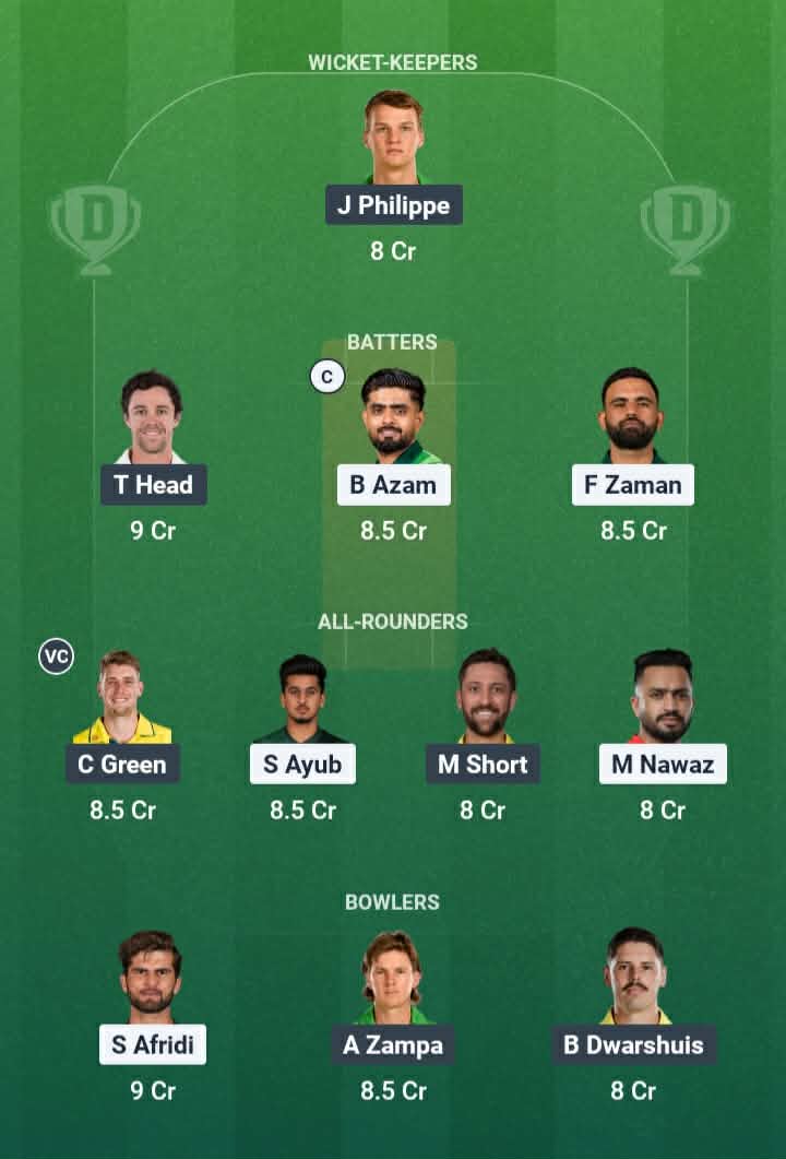 Screenshot from Dream11 app. Possible XIs, Fantasy Cricket Tips, Lahore Pitch Report & Dream11 Prediction for the 1st PAK vs AUS T20 2026.
