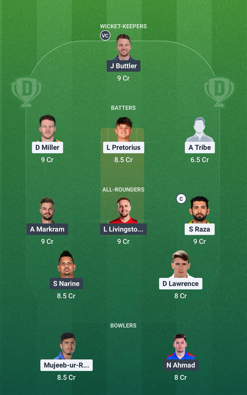 Screenshot from Dream11 app. Possible XIs, Fantasy Cricket Tips, Paarl Pitch Report & Dream11 Prediction for the 23rd Match of SA20 2025/26: PR vs DSG Today.