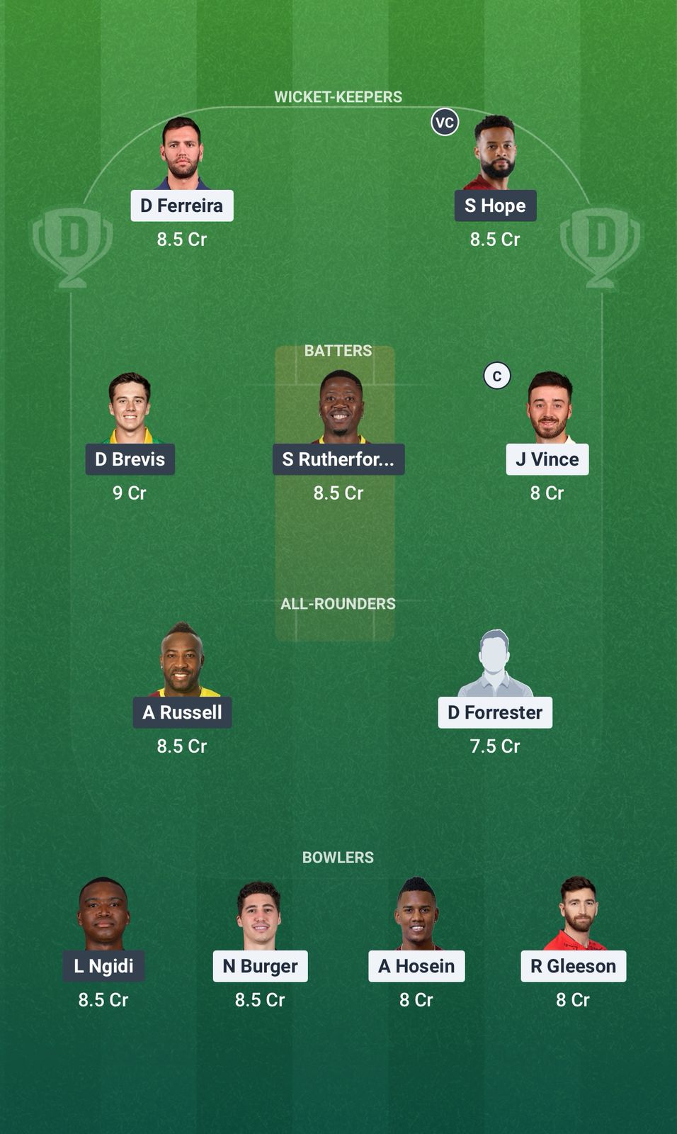 Screenshot from Dream11 app. Possible XIs, Fantasy Cricket Tips, Johannesburg Pitch Report & Dream11 Prediction for the 28th Match of SA20 2025/26: JSK vs PC Today.