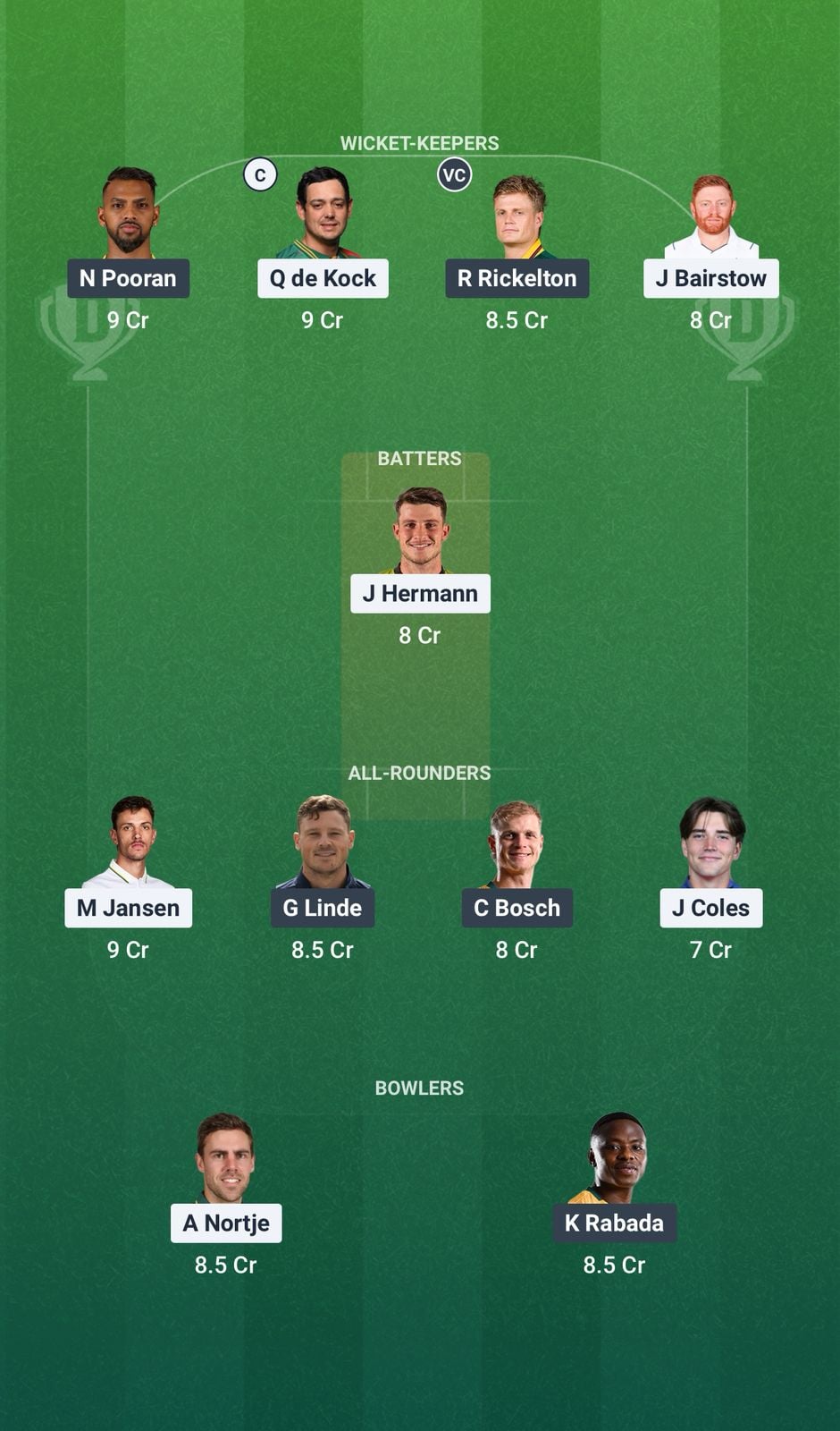 Screenshot from Dream11 app. Possible XIs, Fantasy Cricket Tips, Gqeberha Pitch Report & Dream11 Prediction for the 29th Match of SA20 2025/26: SEC vs MICT Today.