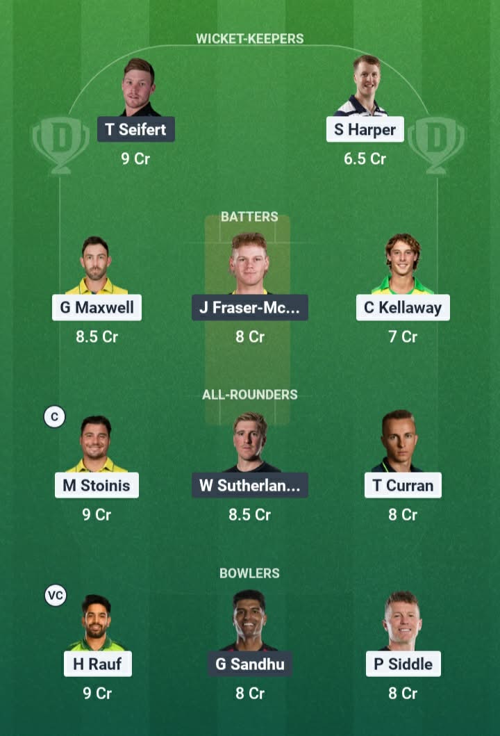 Screenshot from Dream11 app. Possible XIs, Fantasy Cricket Tips, MCG Pitch Report & Dream11 Prediction for the 22nd Match of BBL 2025/26: STA vs REN Today.