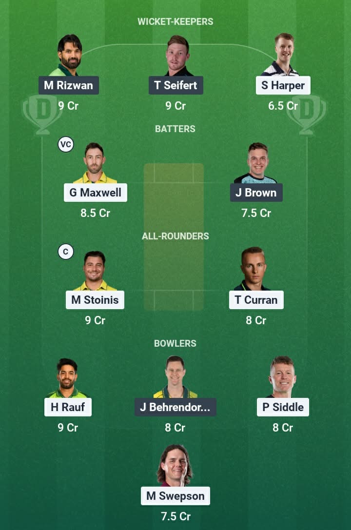 Screenshot from Dream11 app. Possible XIs, Fantasy Cricket Tips, MCG Pitch Report & Dream11 Prediction for the 22nd Match of BBL 2025/26: STA vs REN Today.