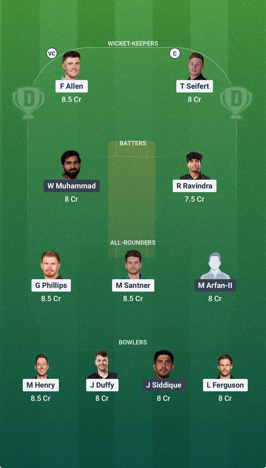 Screenshot from Dream11 app. Possible XIs, Fantasy Cricket Tips, Chepauk Pitch Report & Dream11 Prediction for the 11th Match of the T20 World Cup 2026: NZ vs UAE Today