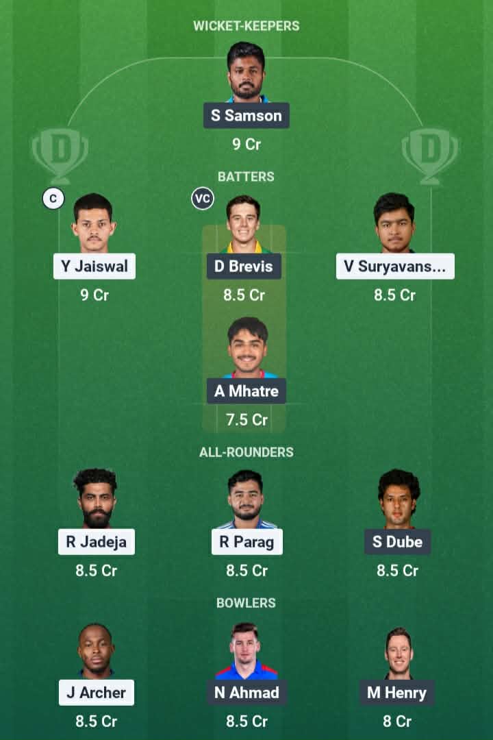 Screenshot from Dream11 app. Possible XIs, Fantasy Cricket Tips, Guwahati Pitch Report & Dream11 Prediction for the 3rd match of IPL 2026: RR vs CSK Today.
