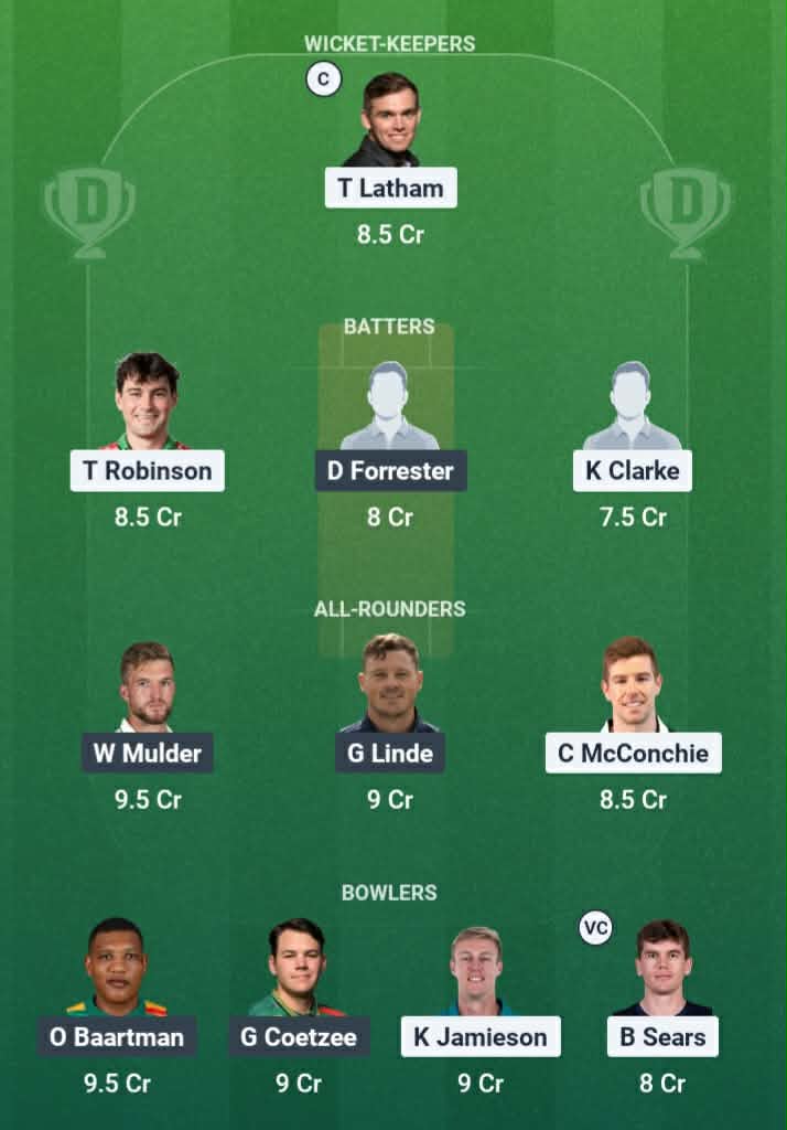 Screenshot from Dream11 app. Possible XIs, Fantasy Cricket Tips, Wellington Pitch Report & Dream11 Prediction for the 4th T20: NZ vs SA 2026 Today.