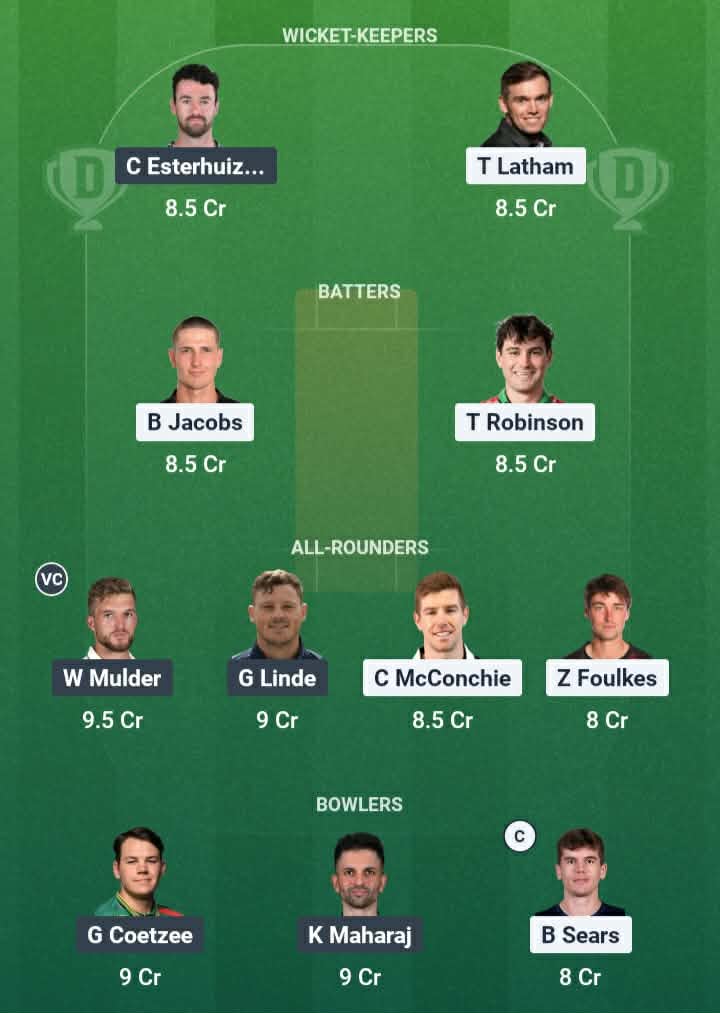 Screenshot from Dream11 app. Possible XIs, Fantasy Cricket Tips, Wellington Pitch Report & Dream11 Prediction for the 4th T20: NZ vs SA 2026 Today.