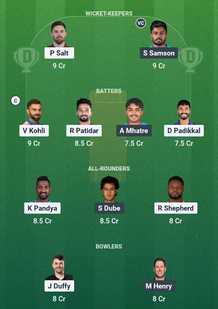 Screenshot from Dream11 app. Possible XIs, Fantasy Cricket Tips, Bengaluru Pitch Report & Dream11 Prediction for the 9th match of IPL 2026: RCB vs CSK Today.