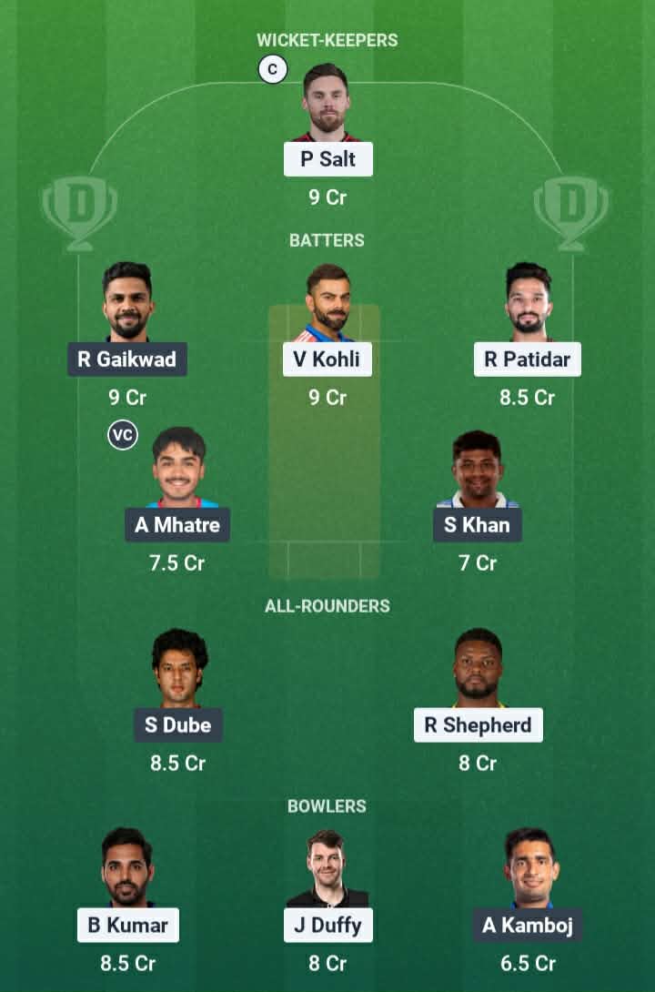 Screenshot from Dream11 app. Possible XIs, Fantasy Cricket Tips, Bengaluru Pitch Report & Dream11 Prediction for the 9th match of IPL 2026: RCB vs CSK Today.