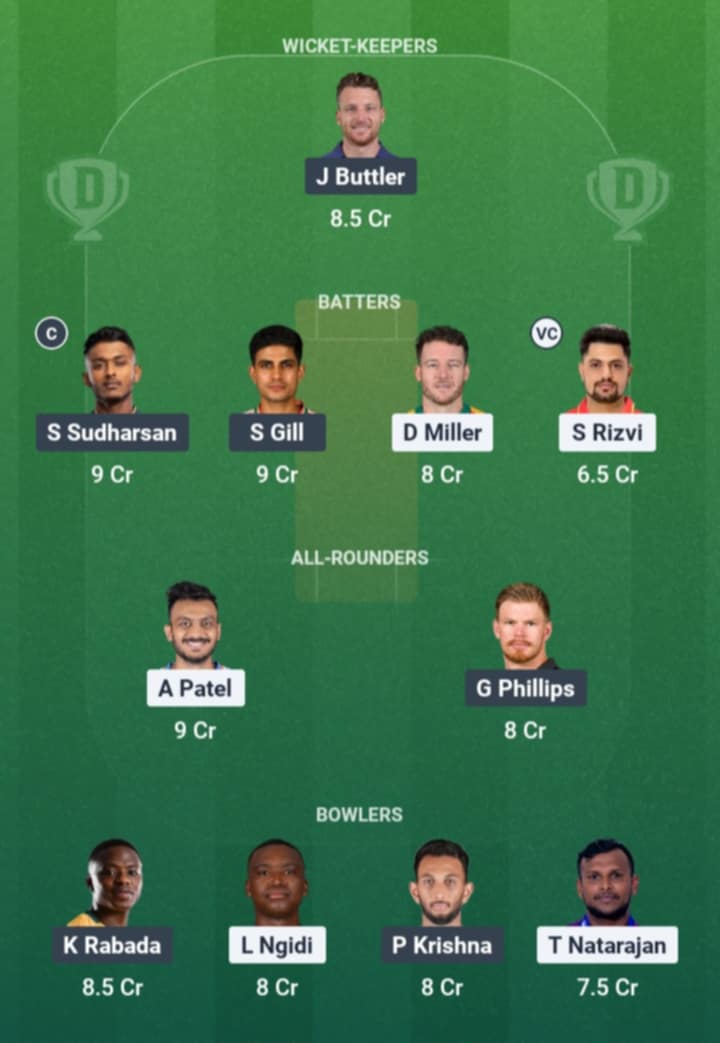 Screenshot from Dream11 app. Possible XIs, Fantasy Cricket Tips, Guwahati Pitch Report & Dream11 Prediction for the 14th match of IPL 2026: DC vs GT Today.