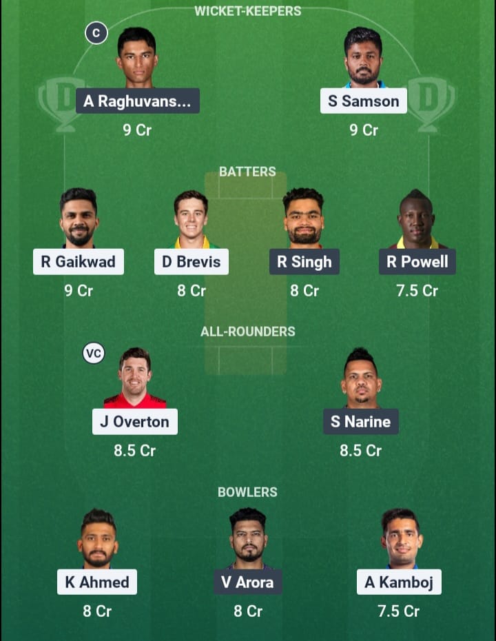 Screenshot from Dream11 app. Possible XIs, Fantasy Cricket Tips, Chepauk Pitch Report & Dream11 Prediction for the 22nd match of IPL 2026: CSK vs KKR Today.
