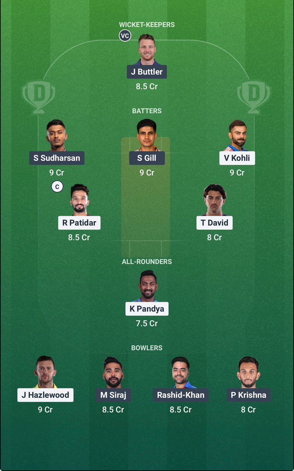 Screenshot from Dream11 app. Possible XIs, Fantasy Cricket Tips, Bengaluru Pitch Report & Dream11 Prediction for the 34th match of IPL 2026: RCB vs GT Today.