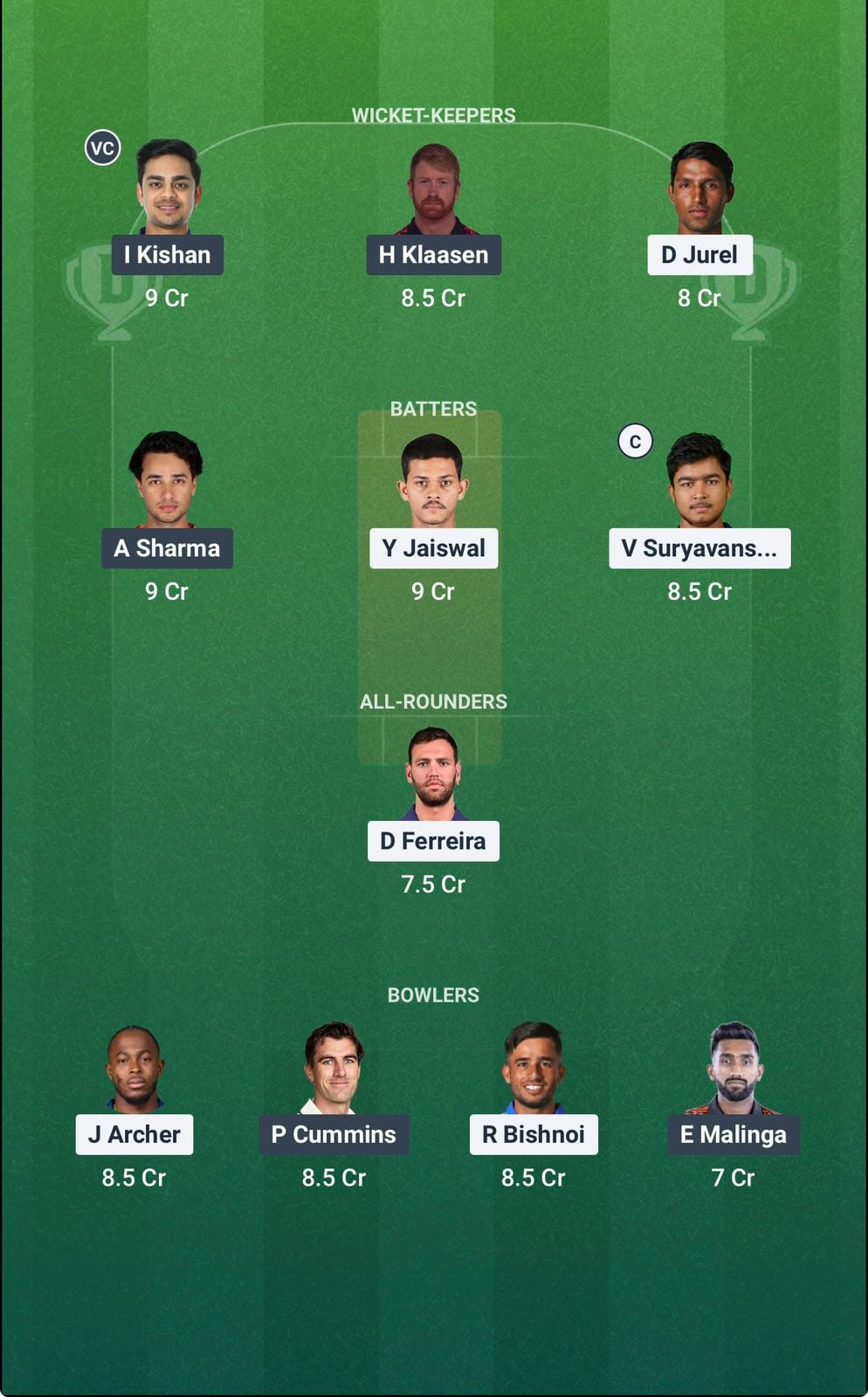Screenshot from Dream11 app. Possible XIs, Fantasy Cricket Tips, Jaipur Pitch Report & Dream11 Prediction for the 36th match of IPL 2026: RR vs SRH Today.