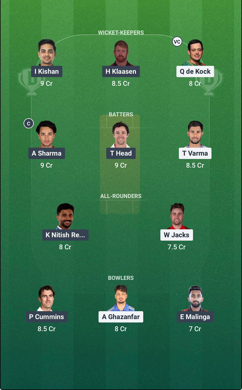 Screenshot from Dream11 app. Possible XIs, Fantasy Cricket Tips, Wankhede Pitch Report & Dream11 Prediction for the 41st match of IPL 2026: MI vs SRH Today.