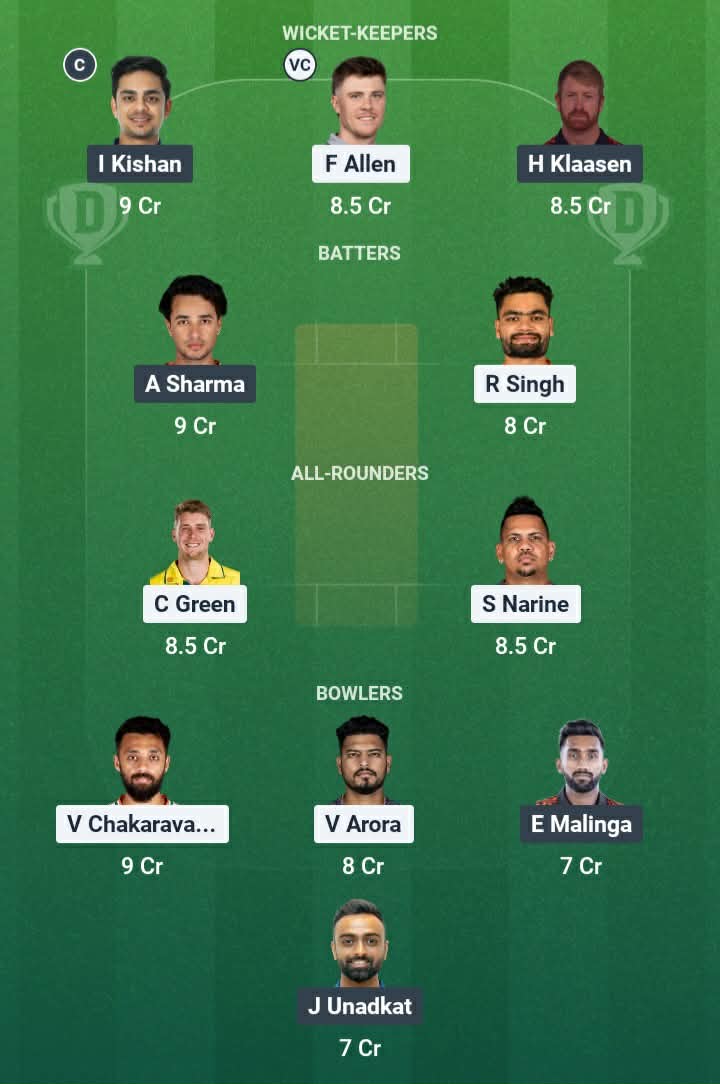 Screenshot from Dream11 app. Possible XIs, Fantasy Cricket Tips, Kolkata Pitch Report & Dream11 Prediction for the 6th match of IPL 2026: KKR vs SRH Today.