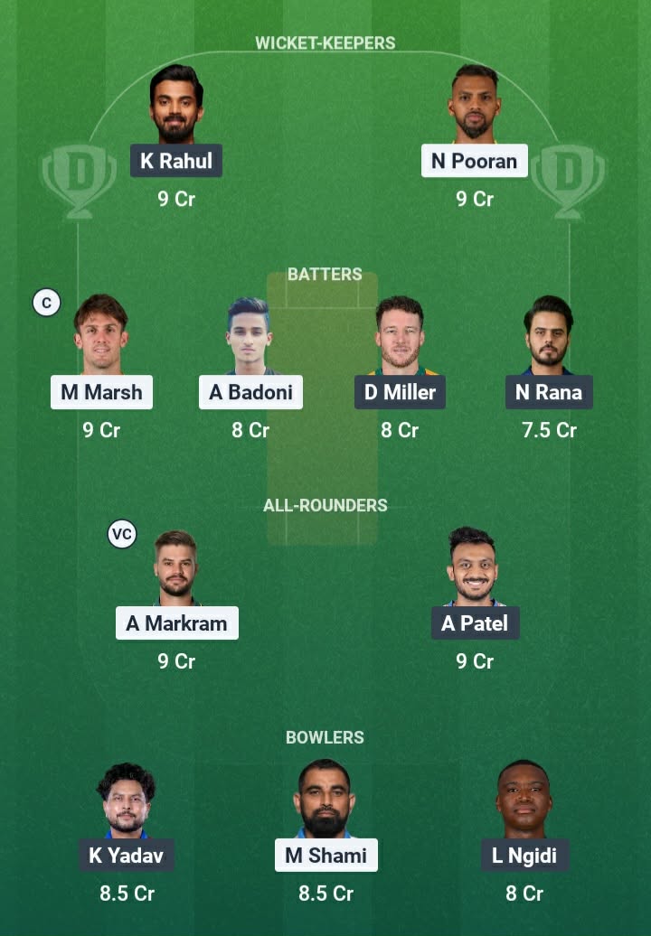Screenshot from Dream11 app. Possible XIs, Fantasy Cricket Tips, Lucknow Pitch Report & Dream11 Prediction for the 5th match of IPL 2026: LSG vs DC Today.
