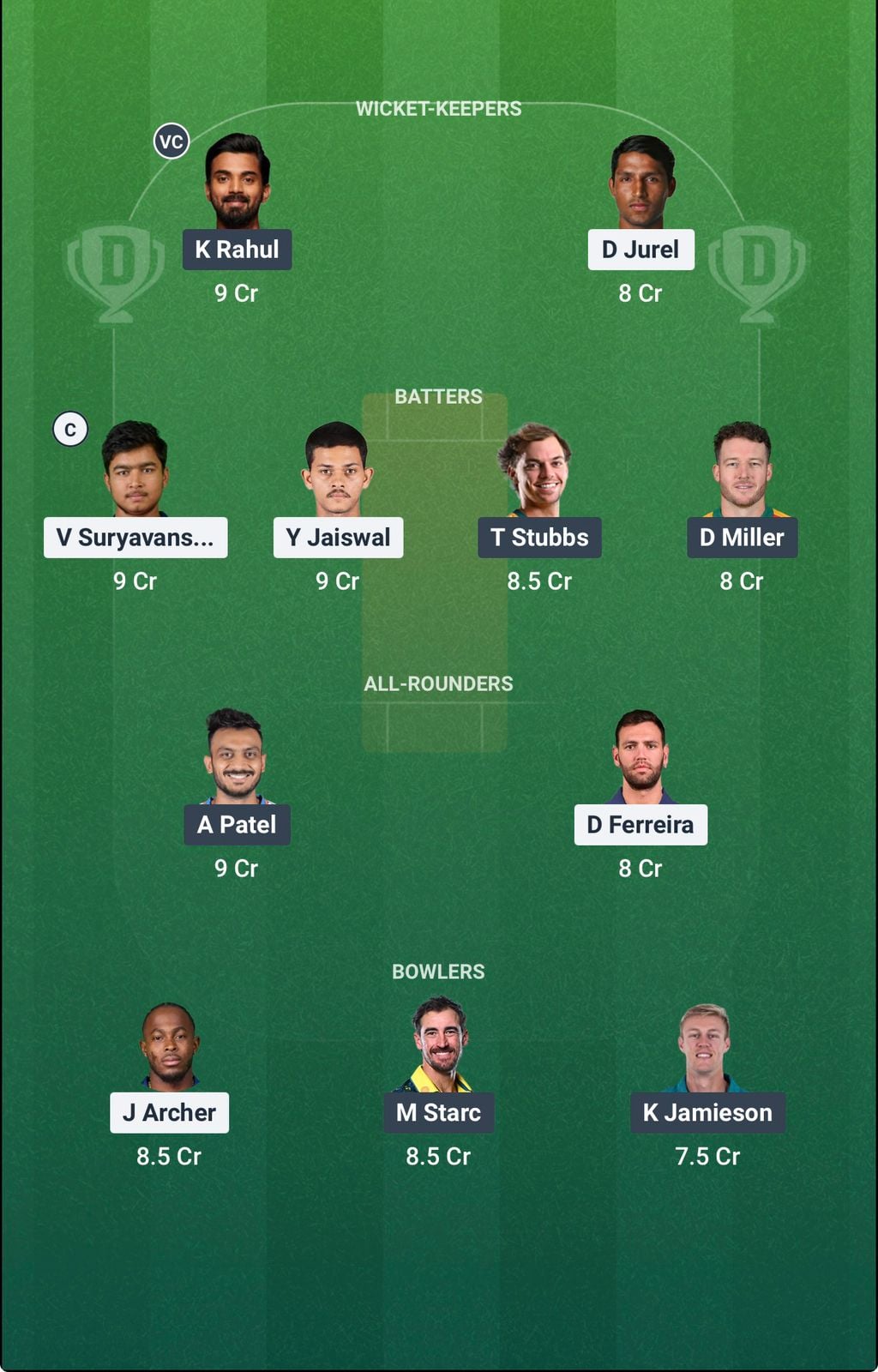 Screenshot from Dream11 app. Possible XIs, Fantasy Cricket Tips, Ahmedabad Pitch Report & Dream11 Prediction for the 43rd match of IPL 2026: RR vs DC Today.