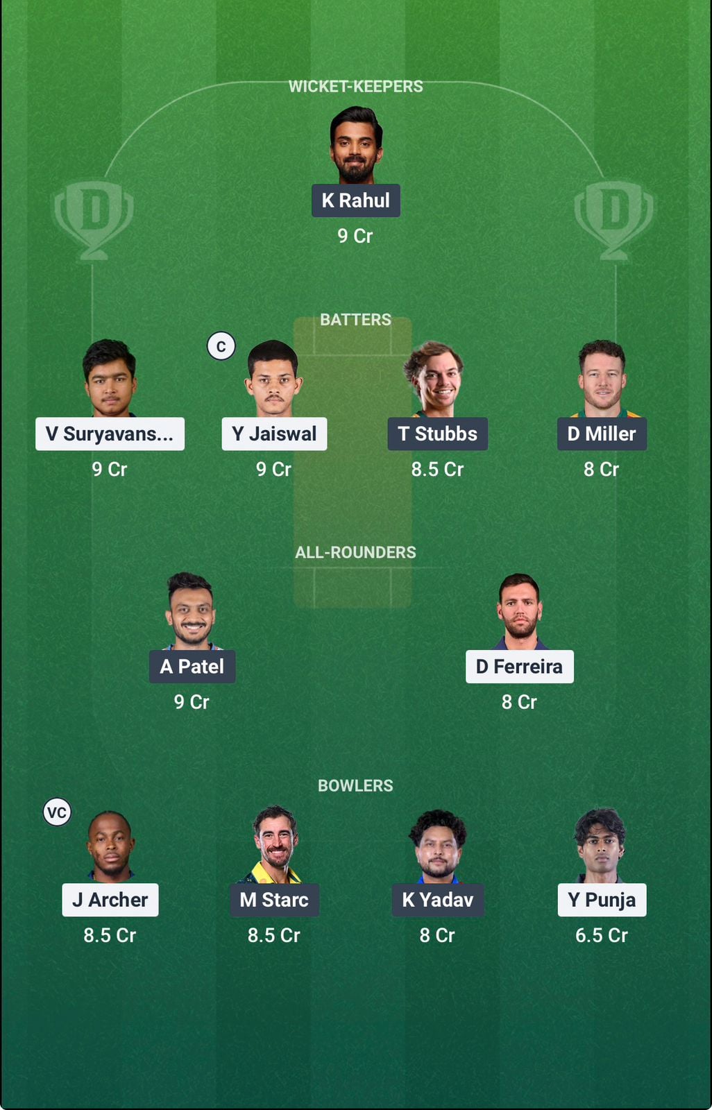 Screenshot from Dream11 app. Possible XIs, Fantasy Cricket Tips, Ahmedabad Pitch Report & Dream11 Prediction for the 43rd match of IPL 2026: RR vs DC Today.